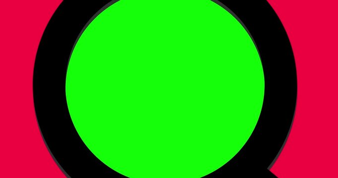 Magnifying glass wipe zoom transition greenbox on red. Good for making zoom.