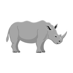 vector drawing rhino, cartoon animal isolated at white background, hand drawn illustration