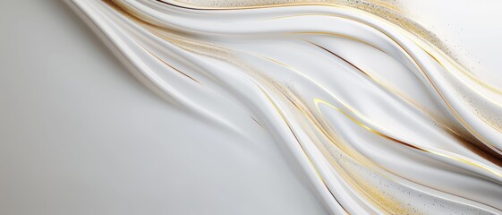 Abstract Fluid Art with White, Gold, and Brown Swirls on a Light Background