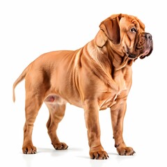 Obraz premium Dogue de bordeaux dog breed standing against white background, AI Generated