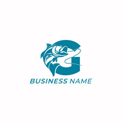 Fototapeta premium logo design creative letter G and fishing tuna