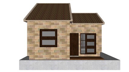3D Illustration of A Small House-House Exterior