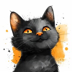 Obraz premium cute cat hand draw illustration, nursery cartoon, on white background