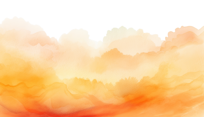 orange border painting stain texture watercolor isolated on transparent background cutout