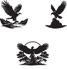 set of eagle with white background
