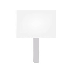 Blank hand held paddle sign with handle isolated on white background. Vector mockup. Handheld rectangular board for events mock-up © JAYANNPO