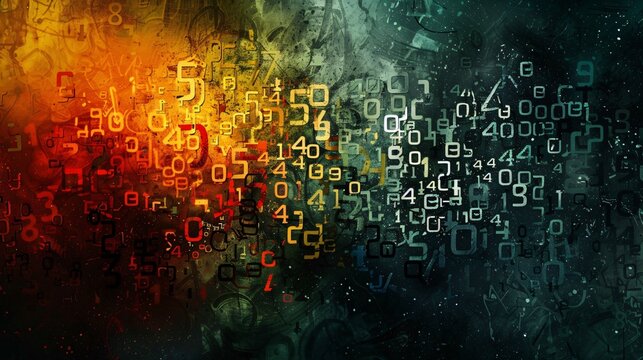 Close-up digital work: numbers and symbols