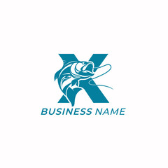 design logo creative fish and letter X