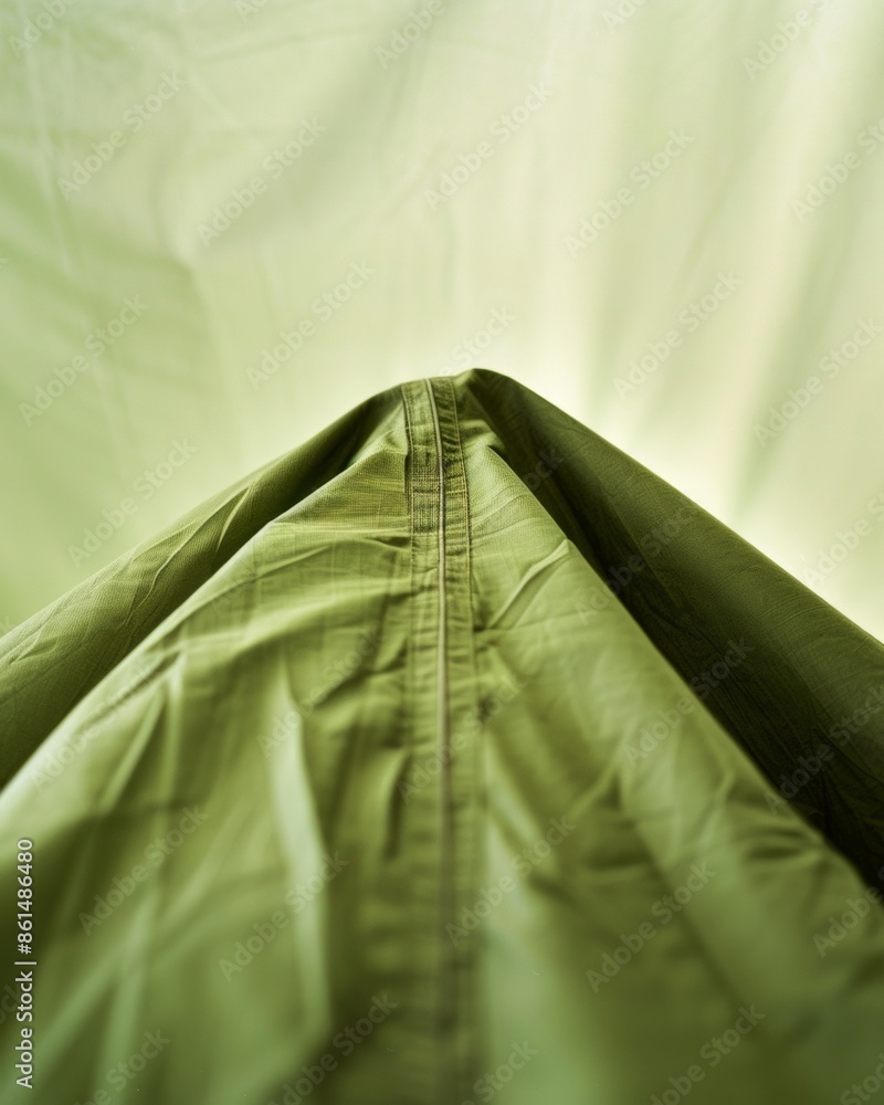 Poster abstract blurry green tent in symmetrical composition using long exposure photography, capturing smo