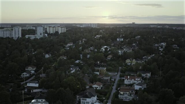Scandinavian Suburb at Sunset