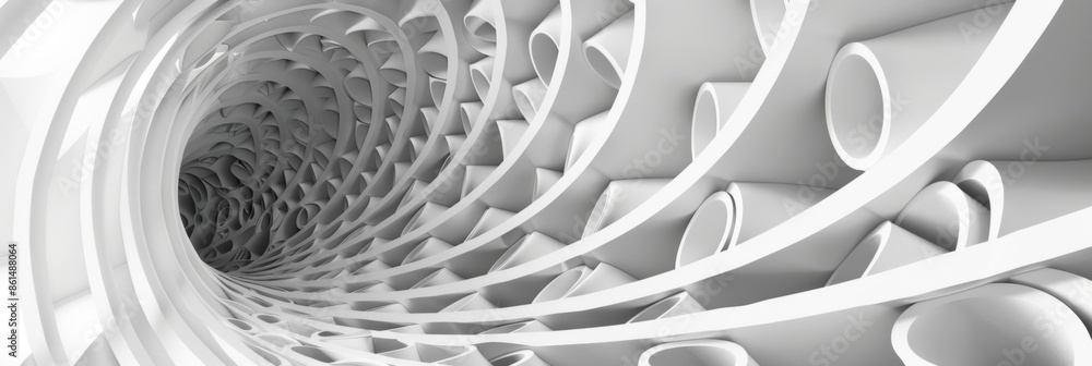 Aufkleber an abstract arrangement of spiraling cylinders creating a sense of motion and balance.