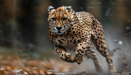 Fototapeta premium Cheetah sprinting at full speed, motion blur, dynamic shot