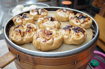 Steamed Buns (Mantou) made by brown sugar. Chinese snack.