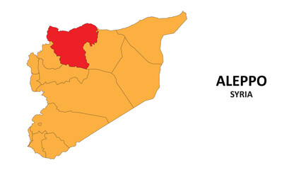 Aleppo Map is highlighted on the Syria map with detailed State and region outlines.