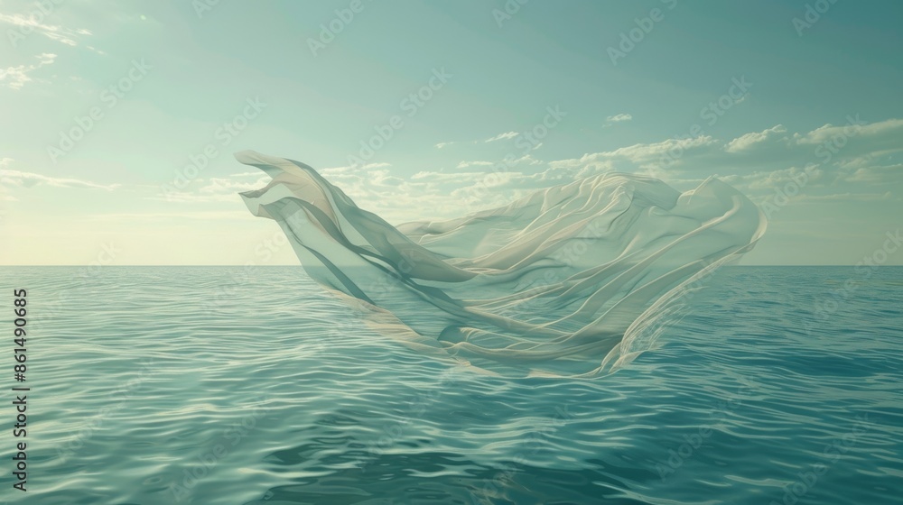 Poster on a calm day the soft fabric gently grazes the surface of the ocean below creating a serene and cal