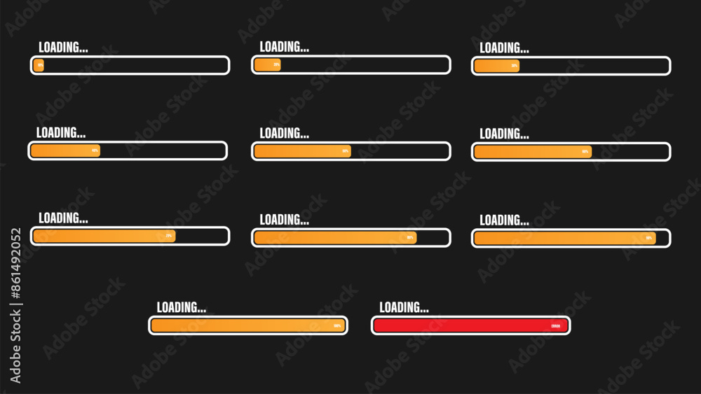 Poster loading bar concept. loading icons set.load bar collection. loading icons on white background.