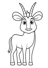 a charming cartoon gemsbok colouring pages for kids' black vector   
 outlines 