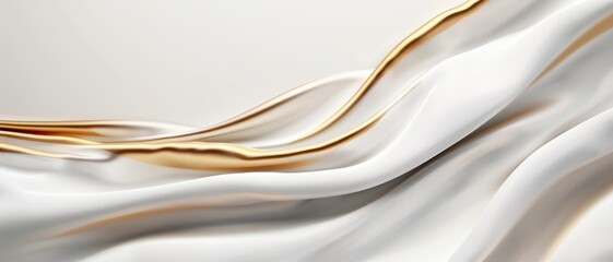 Obraz premium Elegant Abstract White and Gold Wavy Fabric Texture Background for Modern Design and Art Projects