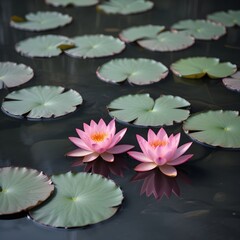 Pretty pink lotus flower on water