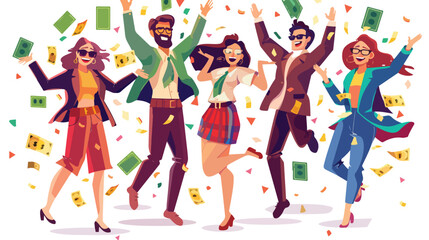 Rich Men and Women with Money Landing Page Template 