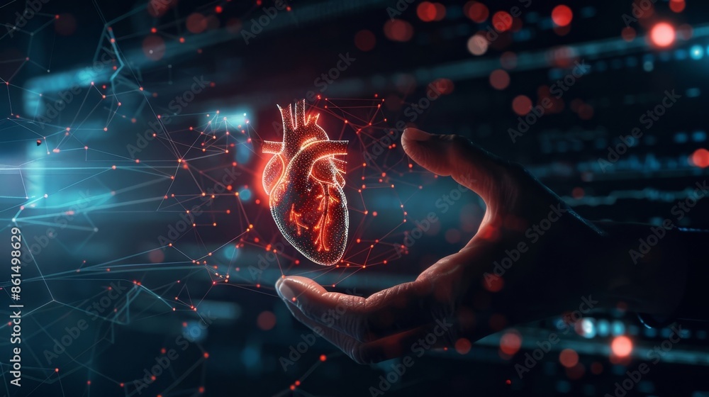 Poster a person with a heart condition using a 5gconnected heart rate monitor that alerts emergency respond