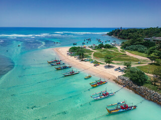 Aerial View of Famous Beach of the South Coast of Sri Lanka, Area Near the Town