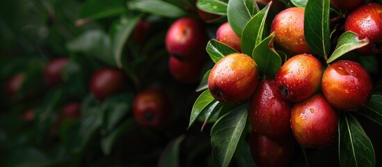 Obraz premium A jujube tree with a stunning fruit, offering ample copy space image.