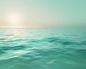 Fototapeta premium An endless expanse of blue unfolds above and below, sunlit waves dance on the horizon in a breathtaking summer seascape