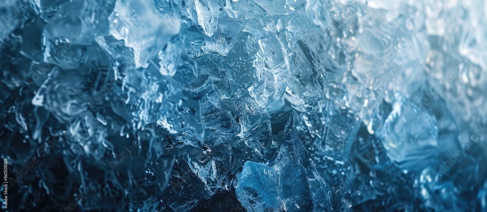 Poster a textured cold frosty surface of ice block offers an ideal background with copy space image on a da