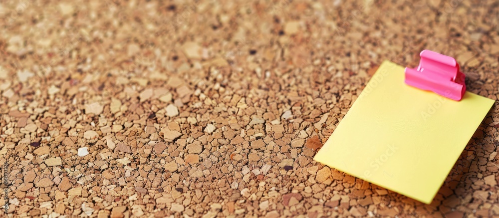 Poster a sticky note is displayed on a cork-board creating a copy space image.