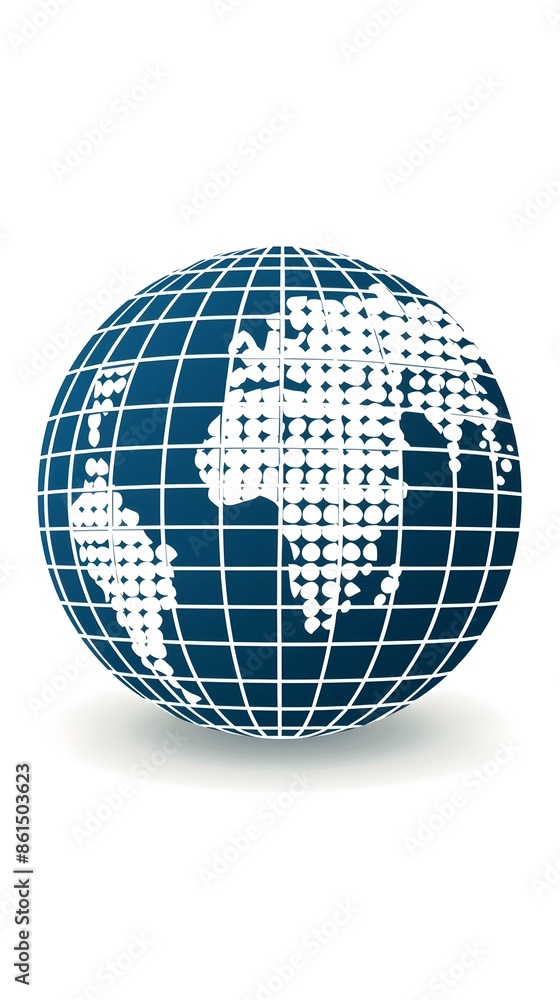 Poster minimalist globe icon representing global connection and communication on white background