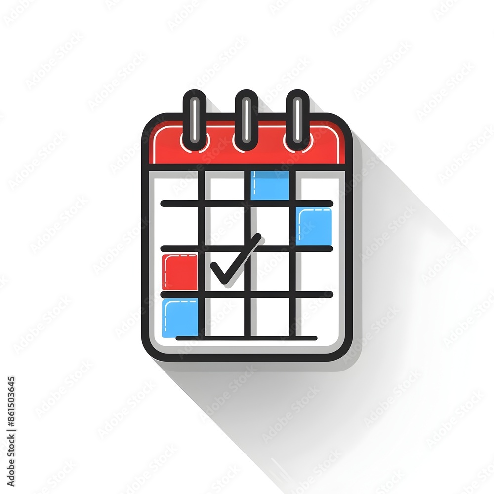Poster clean calendar icon with marked date on white background symbolizing scheduling concept