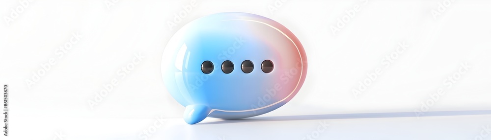 Poster 3d icon of chat bubble with three dots representing communication on white background
