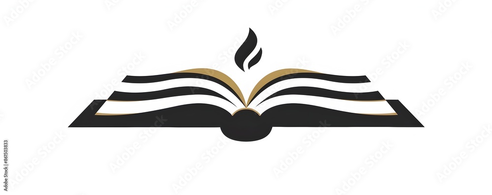 Poster minimalist clean book icon representing knowledge and learning on white background