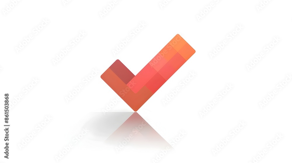 Poster minimalist checkmark icon on clean white background with copy space