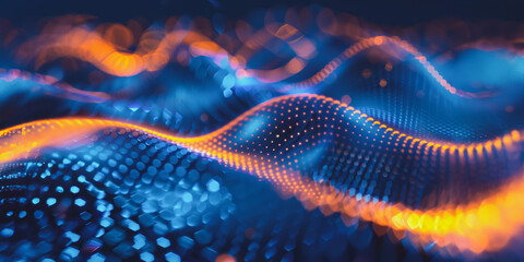 Obraz premium Abstract blue and orange network light effect background