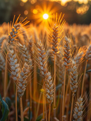 Close-up of golden wheat ears