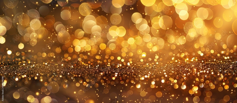 Poster Festive gold glitter background with bokeh lights for New Year celebrations, perfect for adding text or graphics in the copy space image.