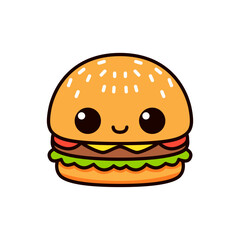 cute happy hamburger cartoon character vector illustration template design