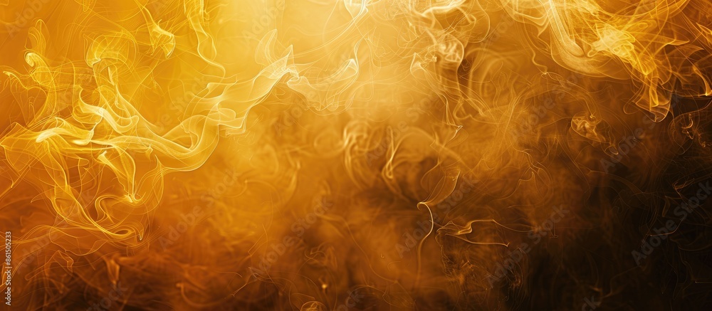 Poster Abstract concept featuring stunning yellow smoke against a dark backdrop with an empty space for image insertion. image with copy space