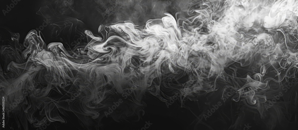 Poster a clear image of smoke against a dark backdrop, ideal for highlighting and accommodating pictures ef