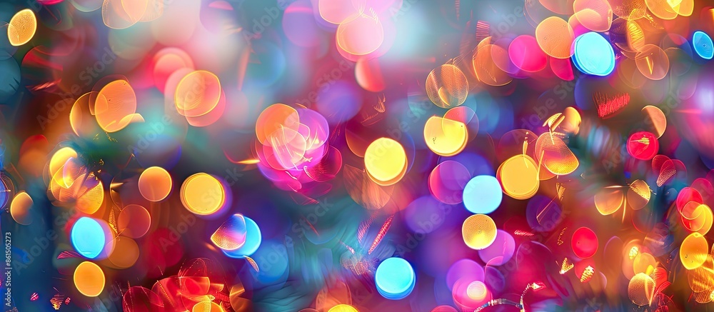 Poster A vibrant image of blurred Christmas lights creating a bokeh effect with copy space image.