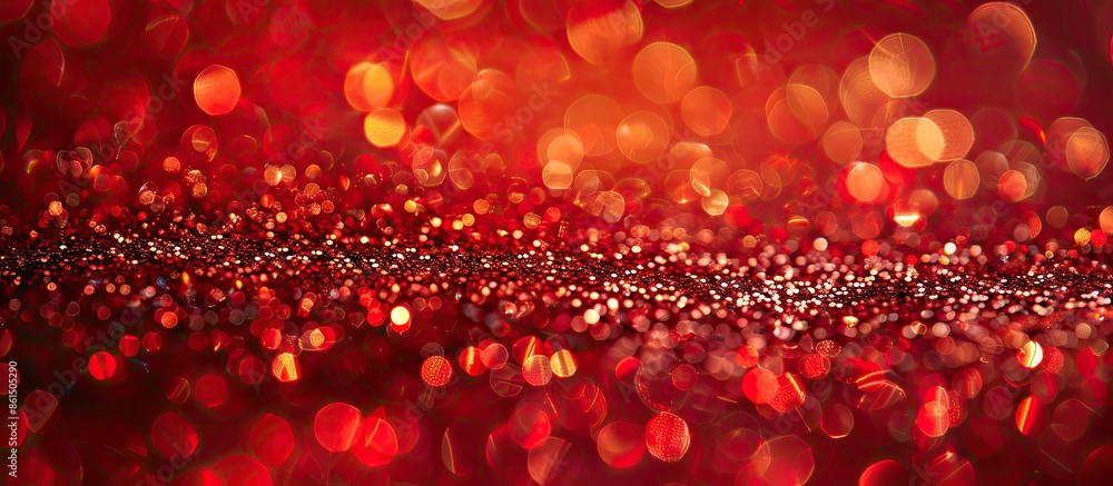Poster Abstract red glitter background with defocused texture and copy space image.