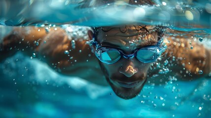 Naklejka premium Professional male swimmer inside swimming poo
