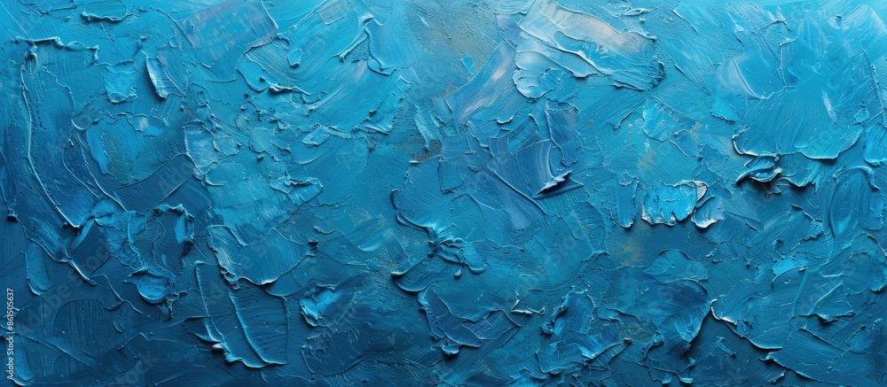 Fototapete blue painted texture on a toned wall, embedded with decorative plaster, creating an abstract backdro