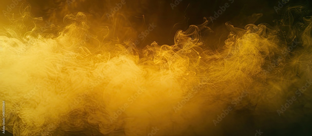 Poster A yellow mist against a dark backdrop with room for text or graphics, great for a copy space image.