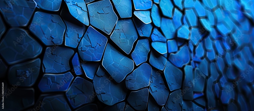 Poster Blue abstract background with mosaic pattern design and black copy space image.