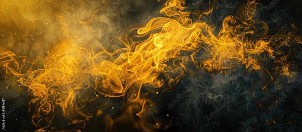 Aufkleber Abstract concept featuring stunning yellow smoke against a dark backdrop with an empty space for image insertion. image with copy space