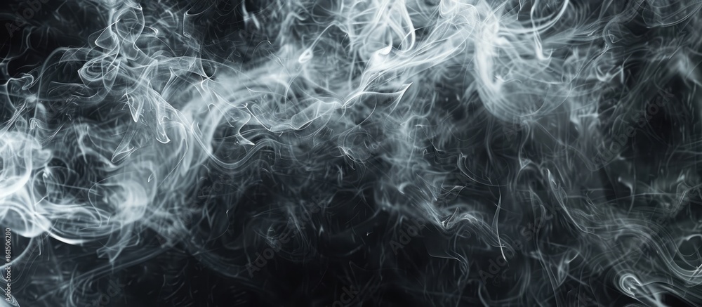 Poster Abstract nature-themed overlay effect showcasing white smoke on a deep black background, featuring a blend of environmental elements like pollution, clouds, and various concepts, creating a ghostly