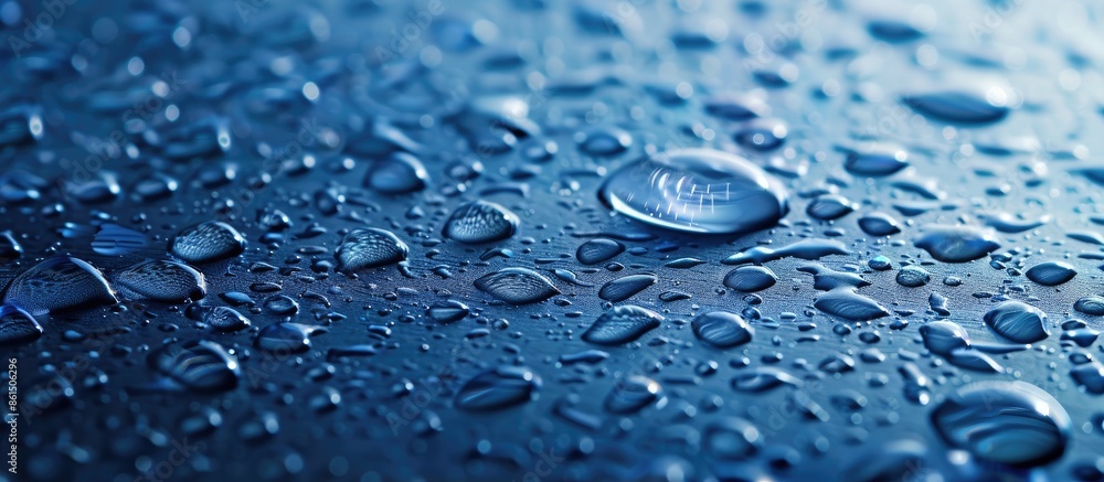 Poster Blue textured pattern background with a water drop, perfect for adding text with copy space image.